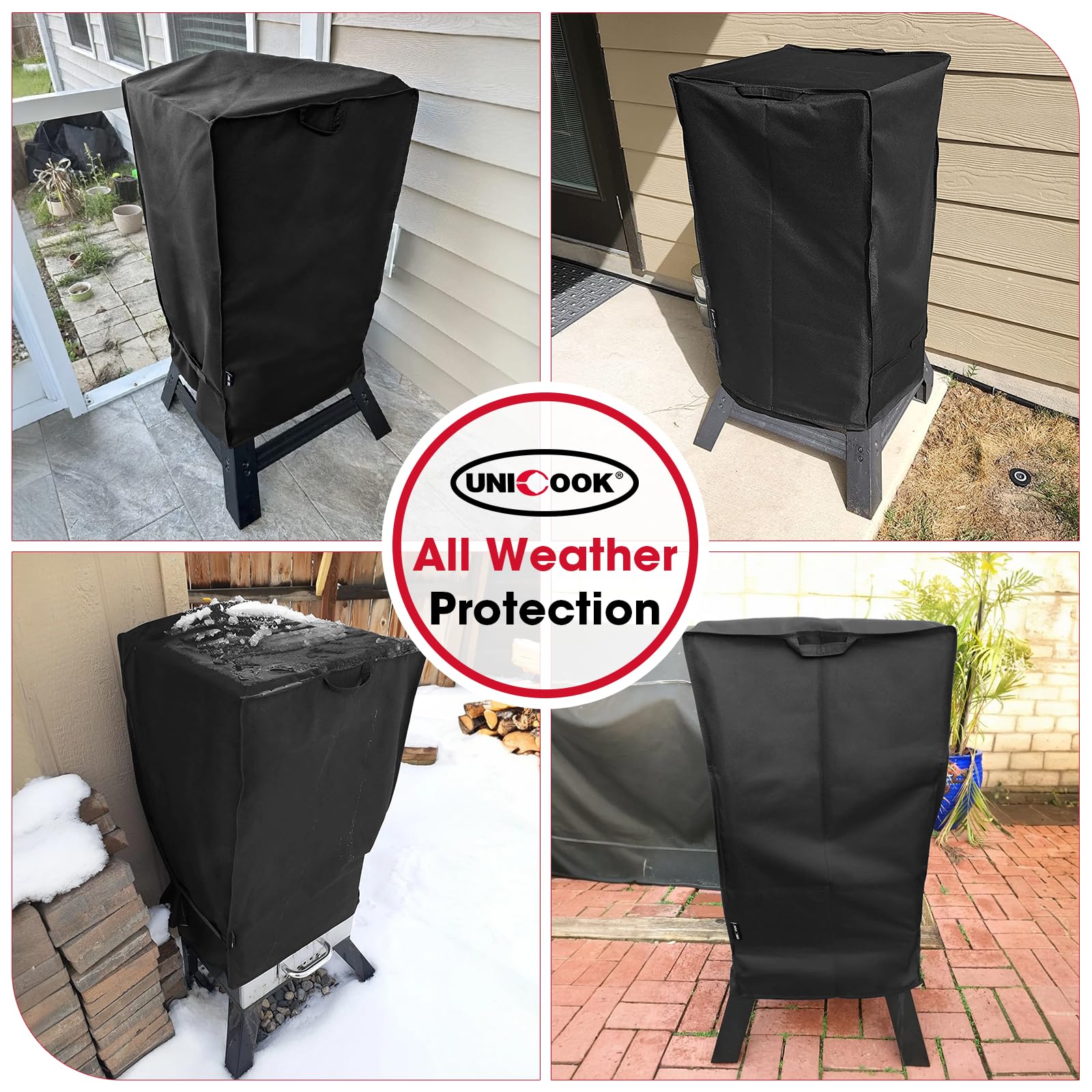 Unicook smoker cover being cleaned with hose