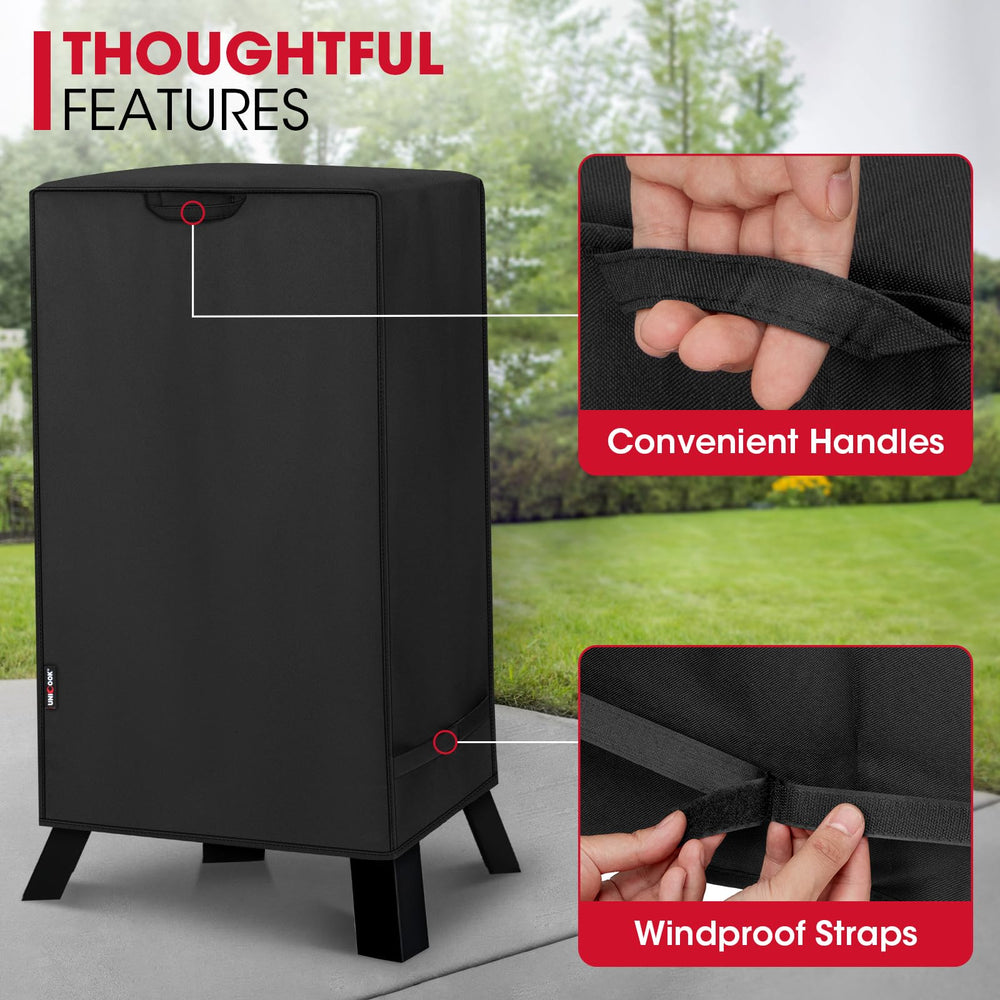 Unicook smoker cover stored with hanging handles