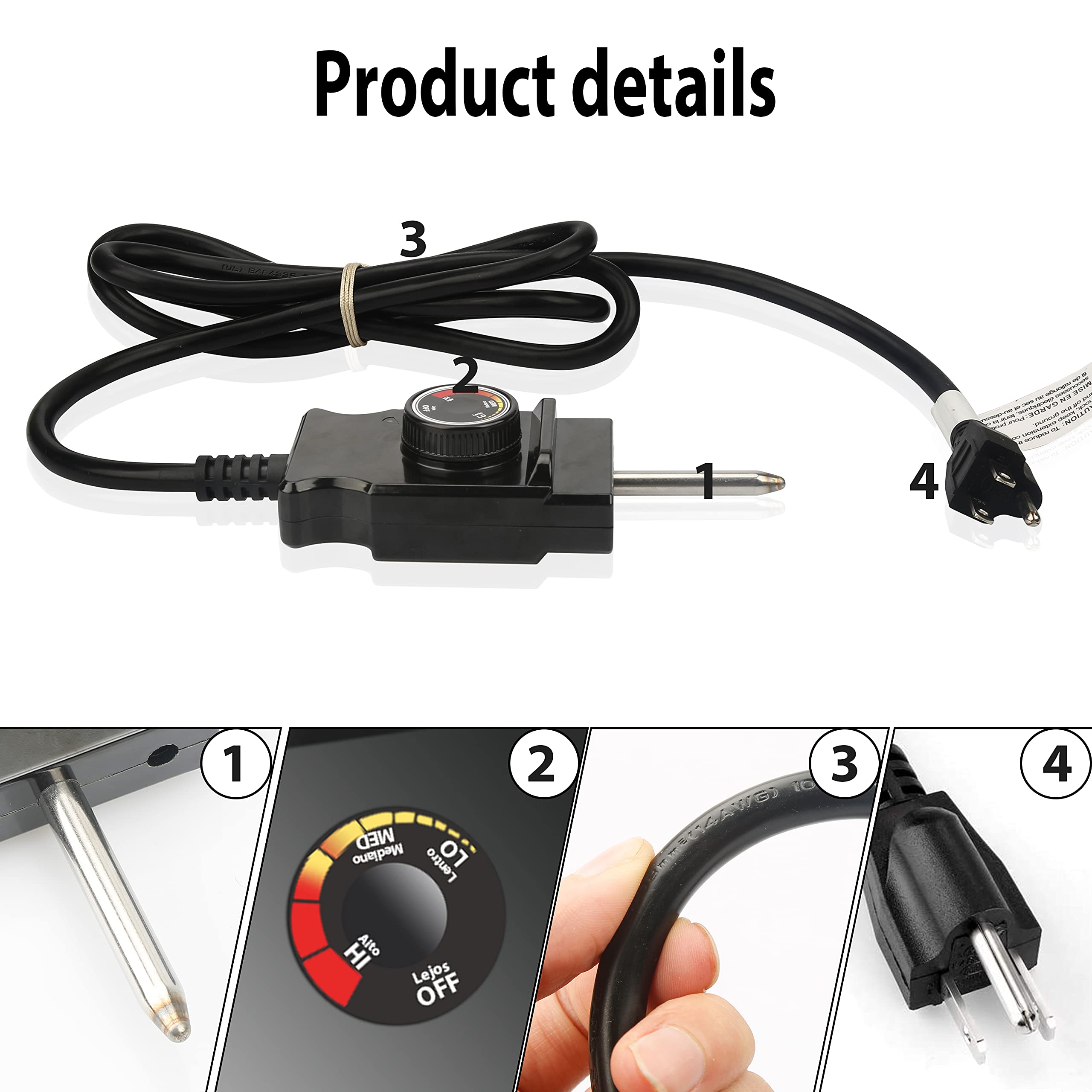 Unidanho Power Cord 5.9 ft length with heat indicator