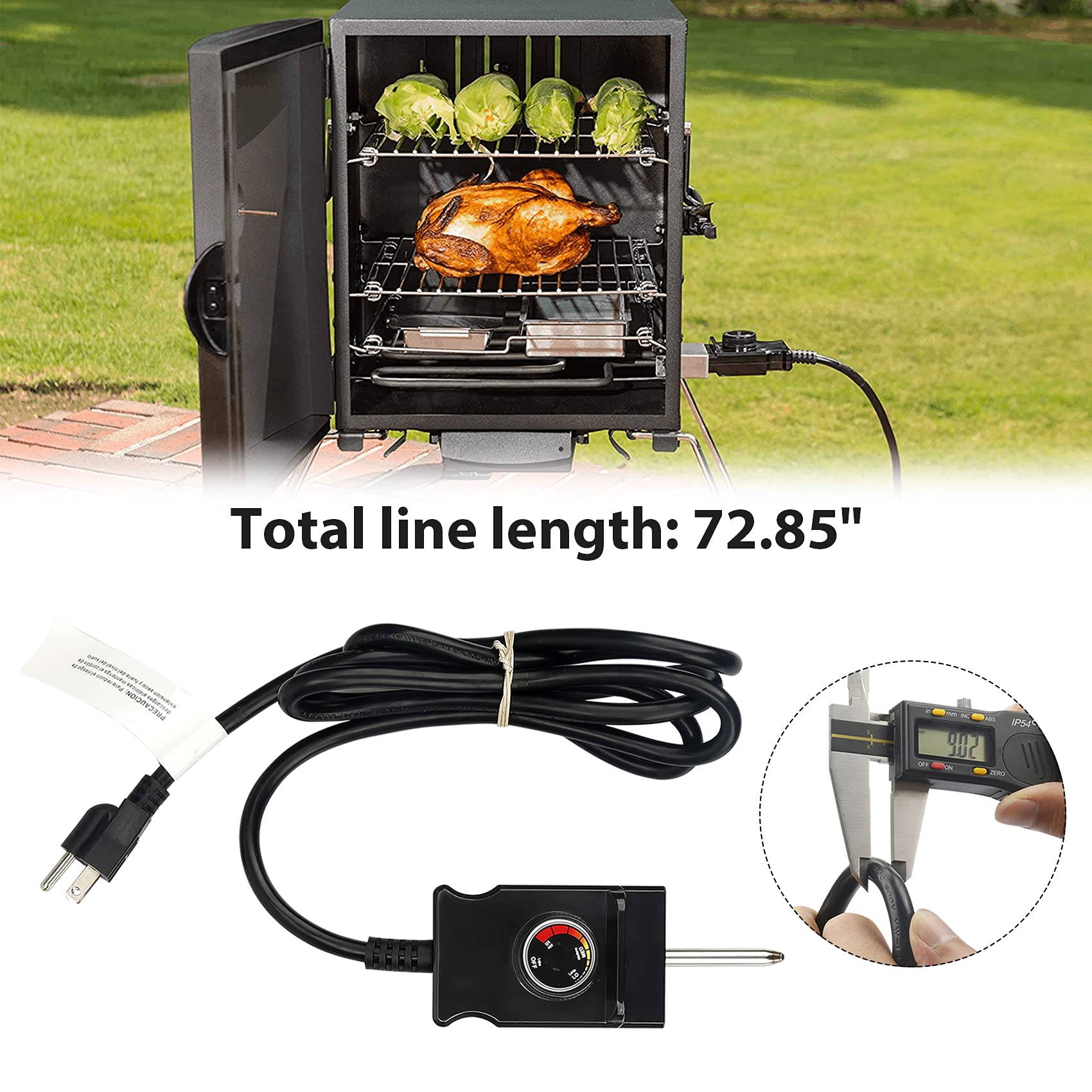 Unidanho Power Cord for Masterbuilt Smokers with adjustable thermostat