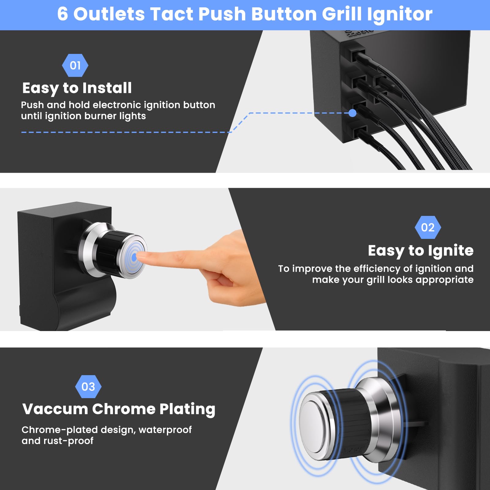 Uniflasy 6 Outlet Grill Ignitor package contents