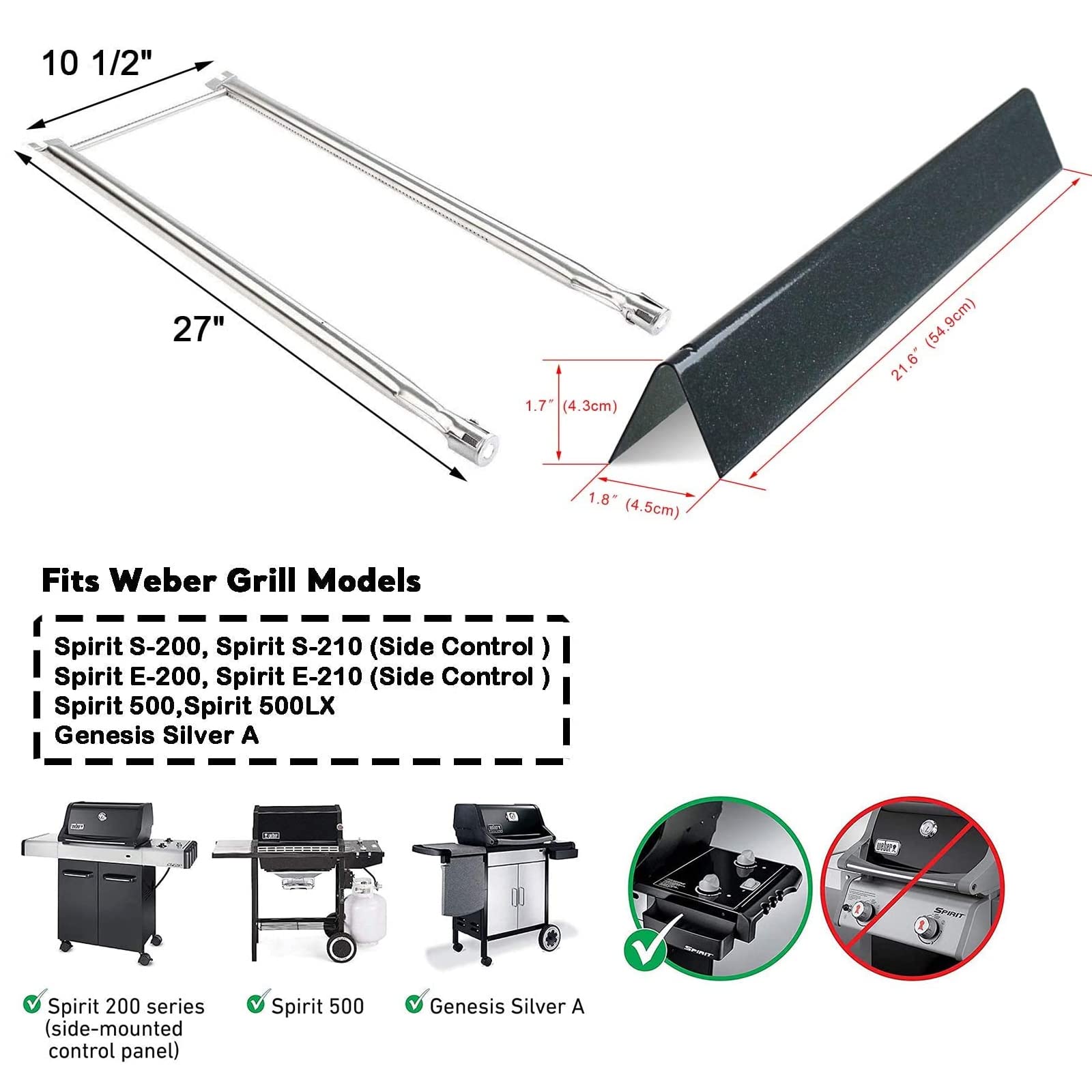 Uniflasy 7507 replacement crossover burner tube for Weber grills