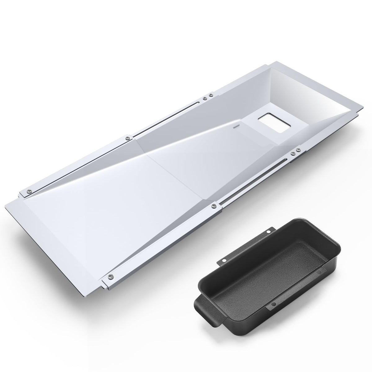 Uniflasy adjustable grease tray front view with three sections