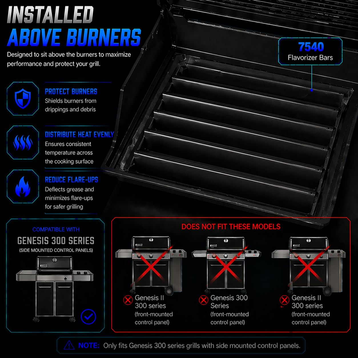 Uniflasy Flavorizer Bars installed in Weber Genesis grill