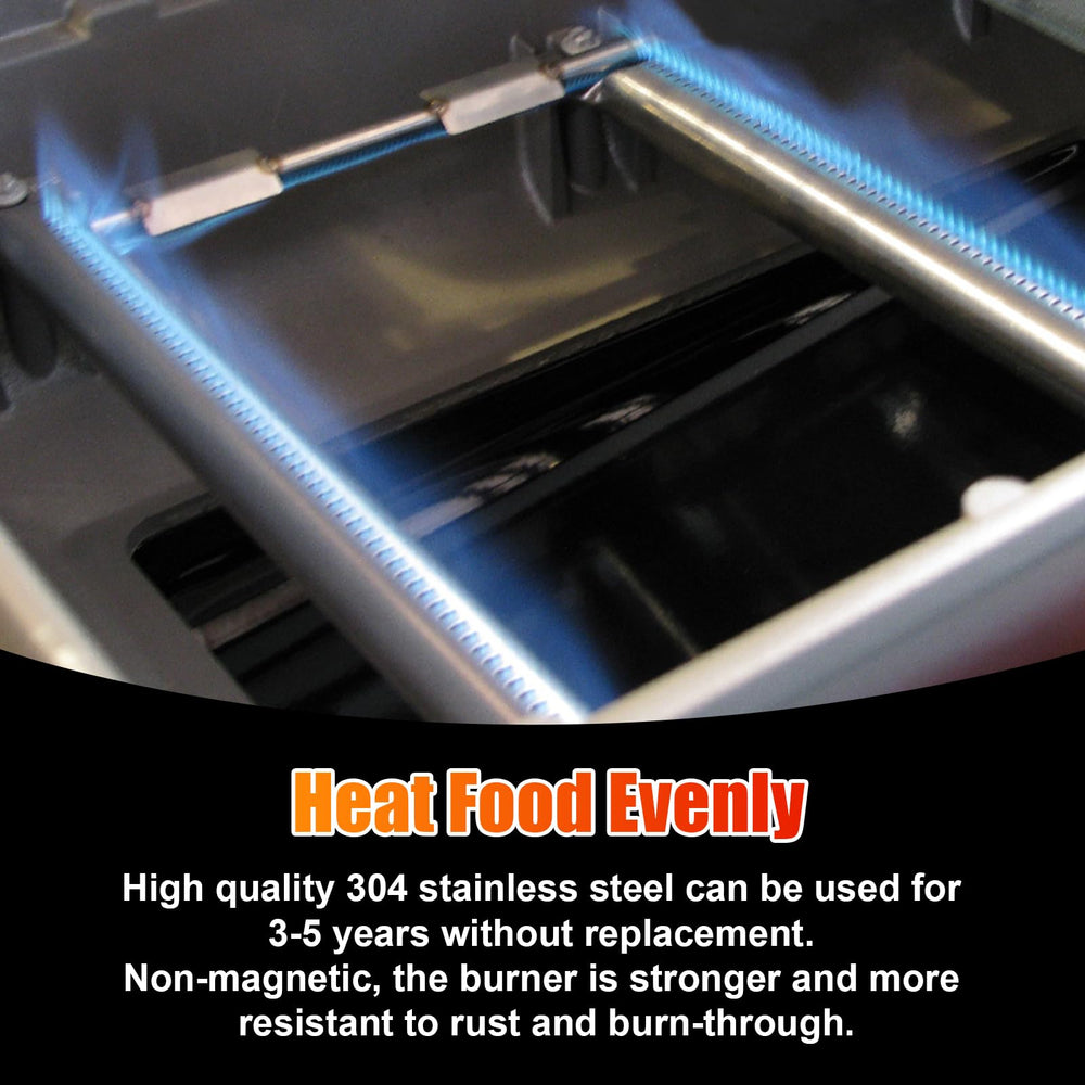 Uniflasy Grill Burner Tubes close-up, food grade stainless steel
