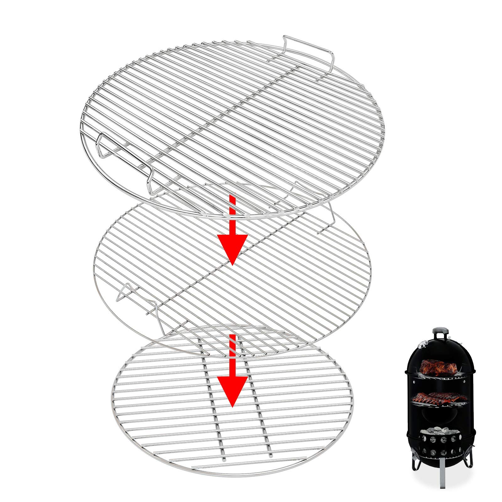 Uniflasy Upper Cooking Grate for Weber Smokey Mountain 18-inch