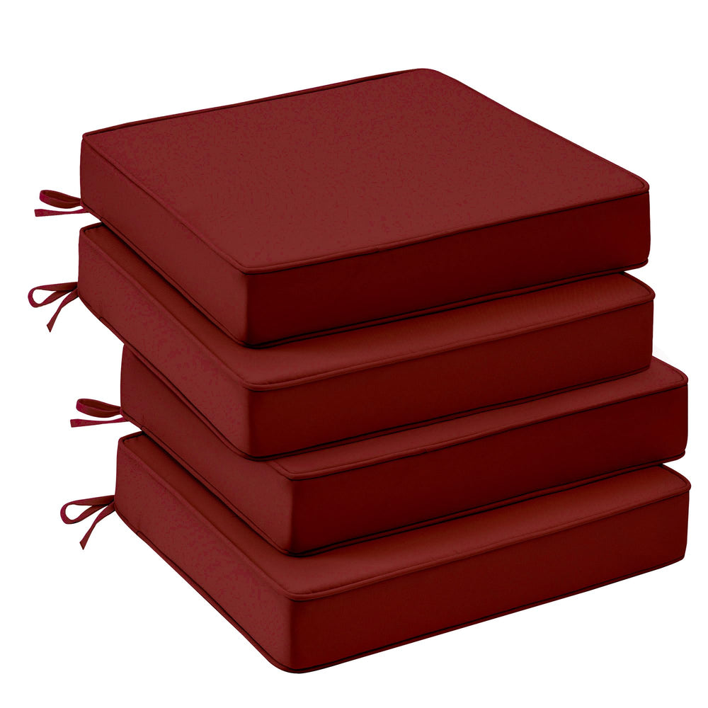 UNIKOME 19x19x3 outdoor chair cushion set of 4 in wine red