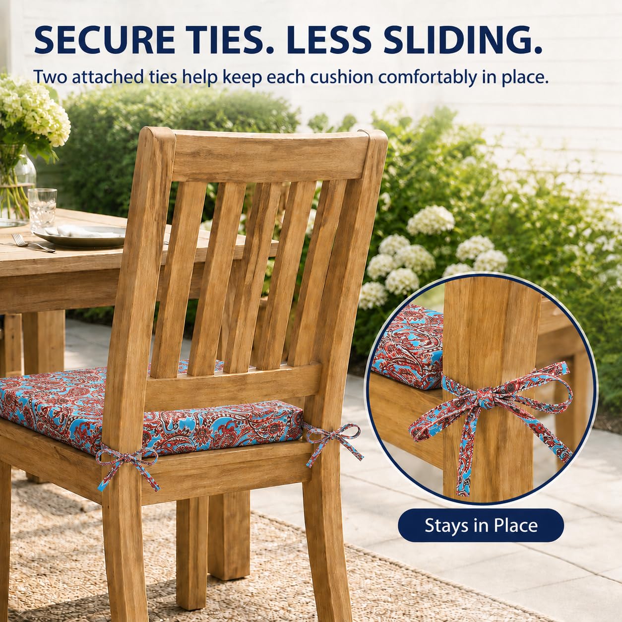 UNIKOME outdoor chair cushion in garden setting