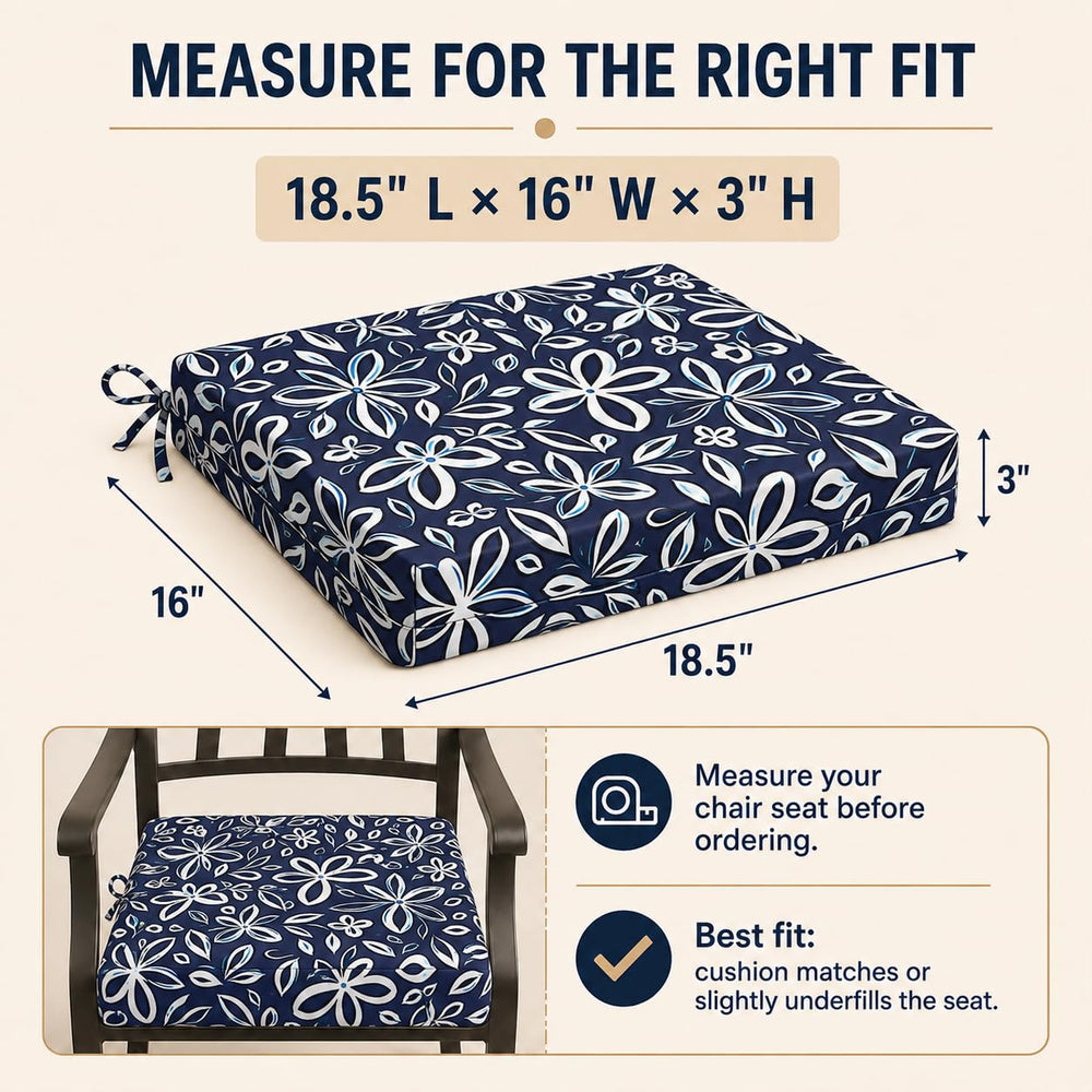 UNIKOME Outdoor Chair Cushion Navy/White on patio chair