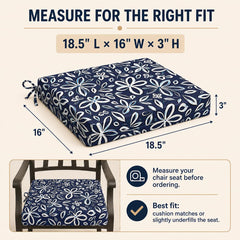 UNIKOME Outdoor Chair Cushion Navy/White on patio chair