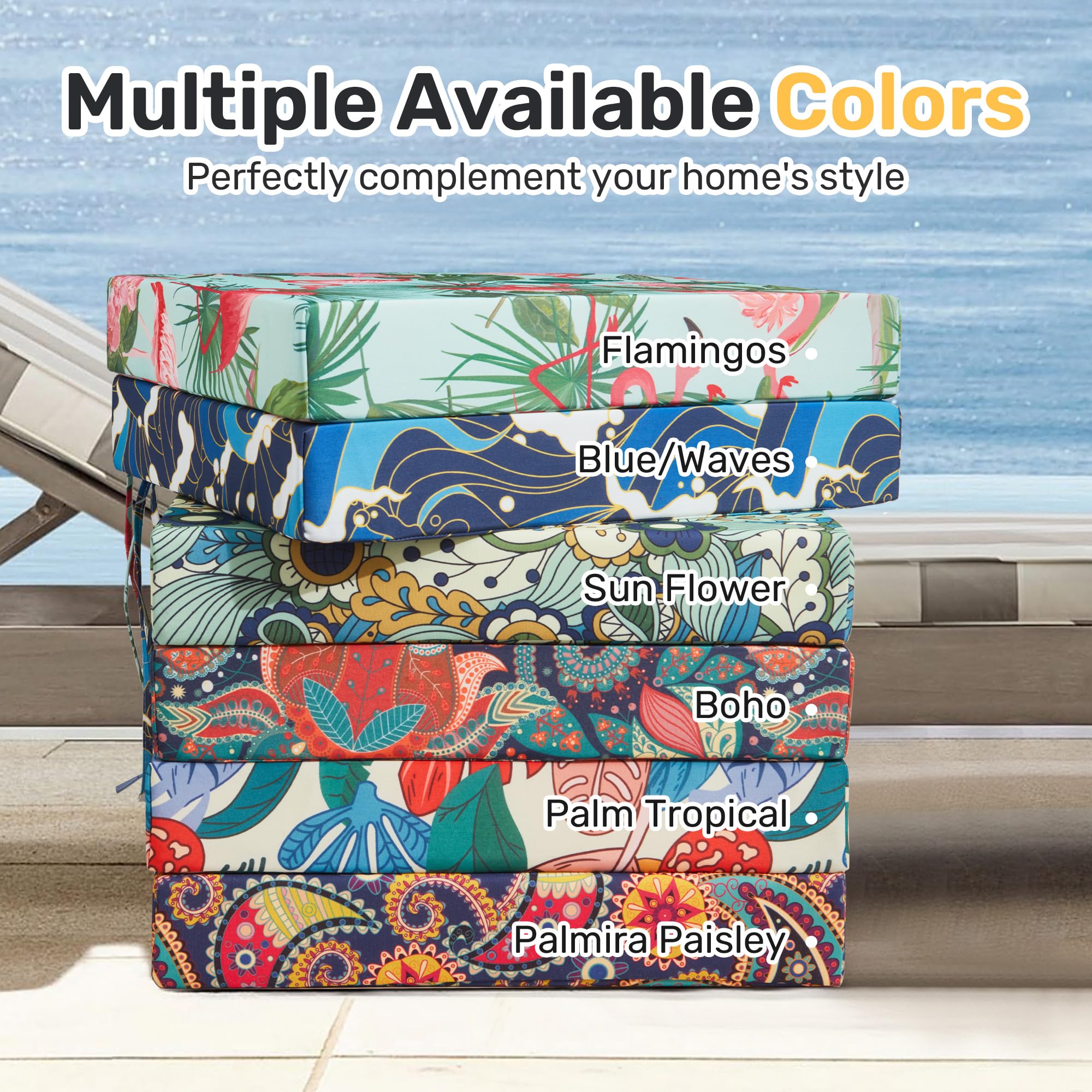 UNIKOME Outdoor Chair Cushion Navy/White packaging