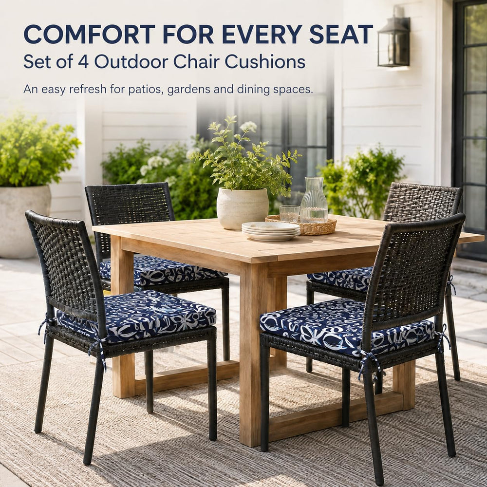 UNIKOME Outdoor Chair Cushion Navy/White side view