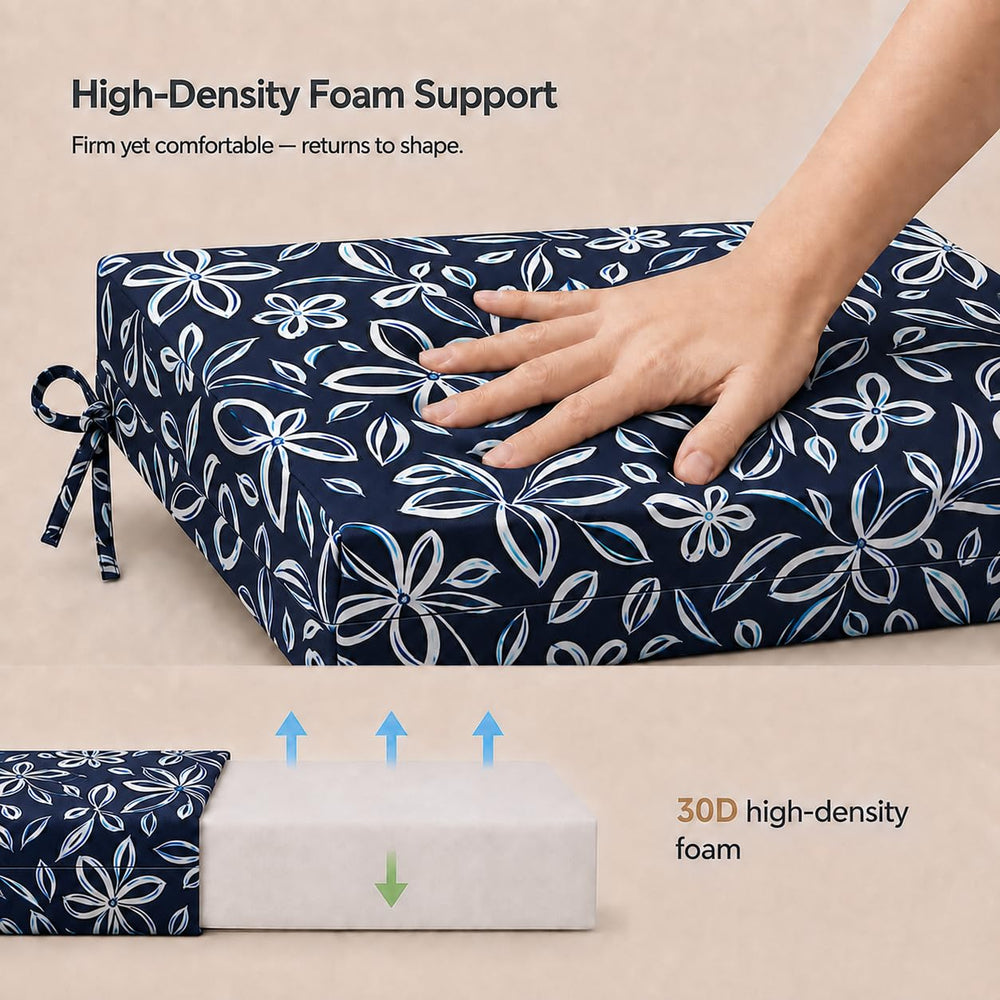 UNIKOME Outdoor Chair Cushion Navy/White with ties