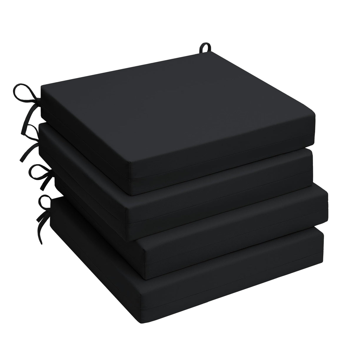 UNIKOME Outdoor Chair Cushion pack of 4 black square cushions