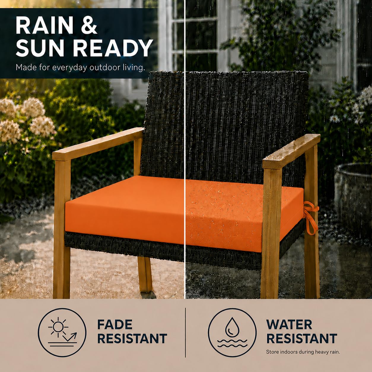 UNIKOME Outdoor Chair Cushions on patio chairs