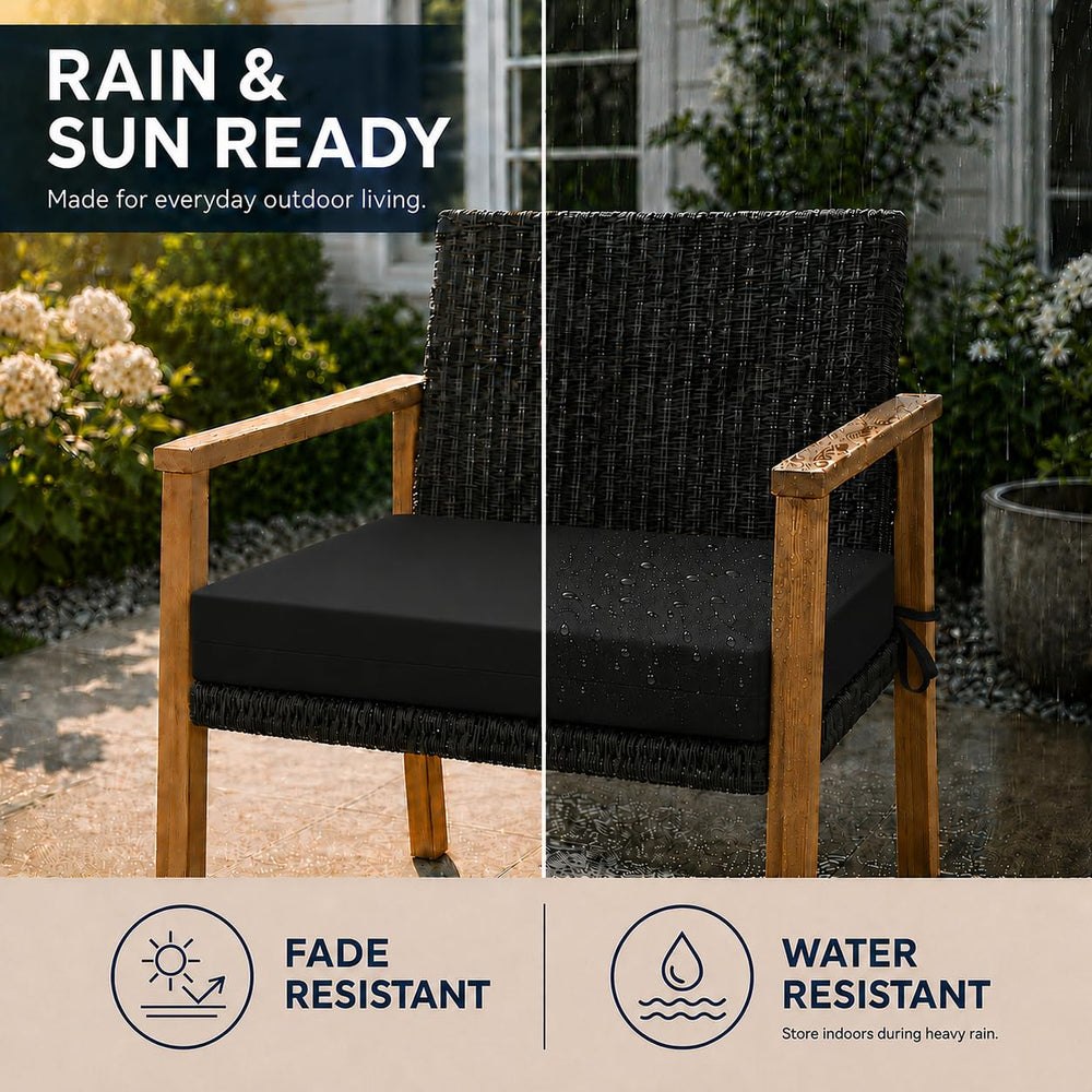 UNIKOME Outdoor Chair Cushions Pack of 4, 19"x19"x3", Black