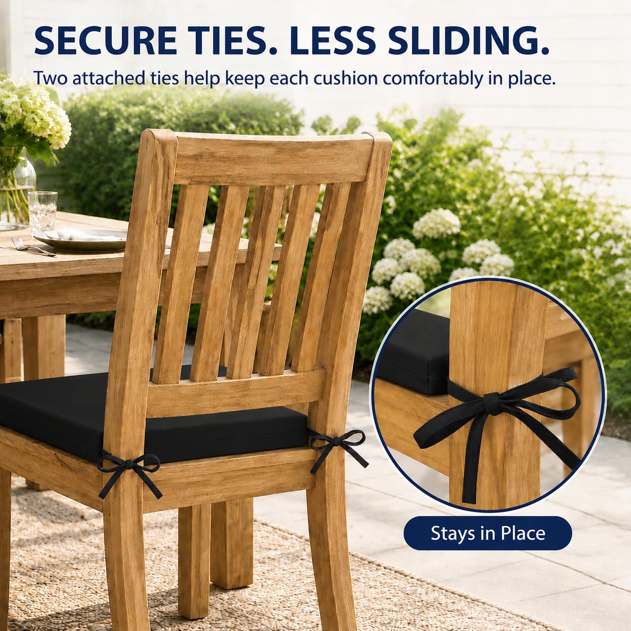 UNIKOME Outdoor Chair Cushions Pack of 4, 19"x19"x3", Black