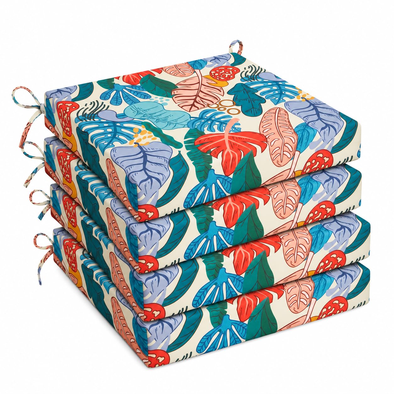 UNIKOME outdoor chair cushions set of 4 in Palm Tropical color