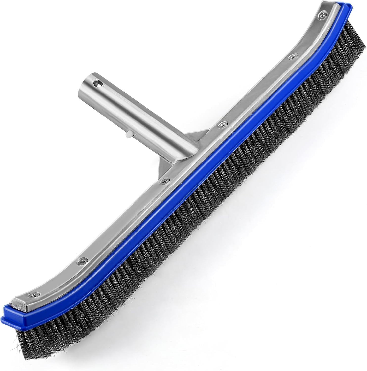 Unipool 18-inch heavy duty pool brush front view with stainless steel wire bristles