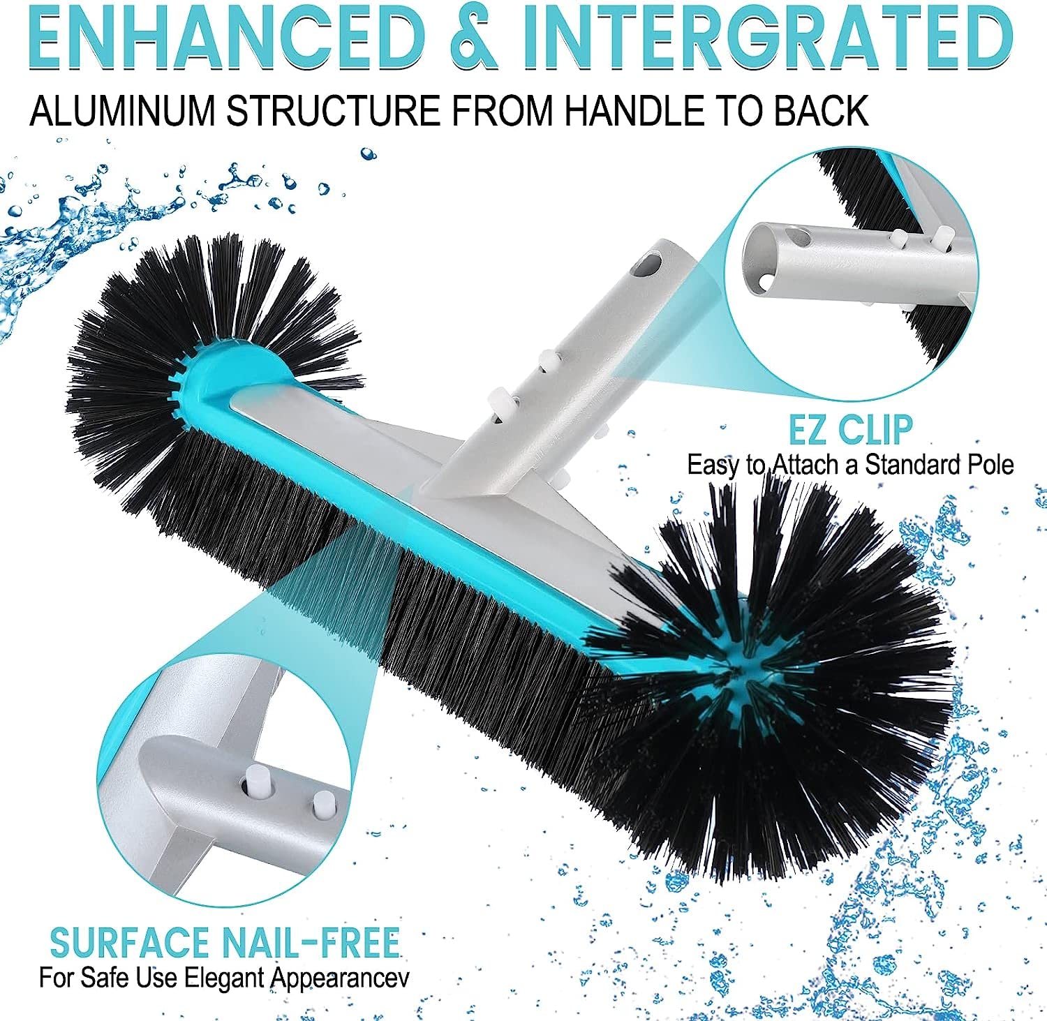 Unipool brush cleaning pool tiles