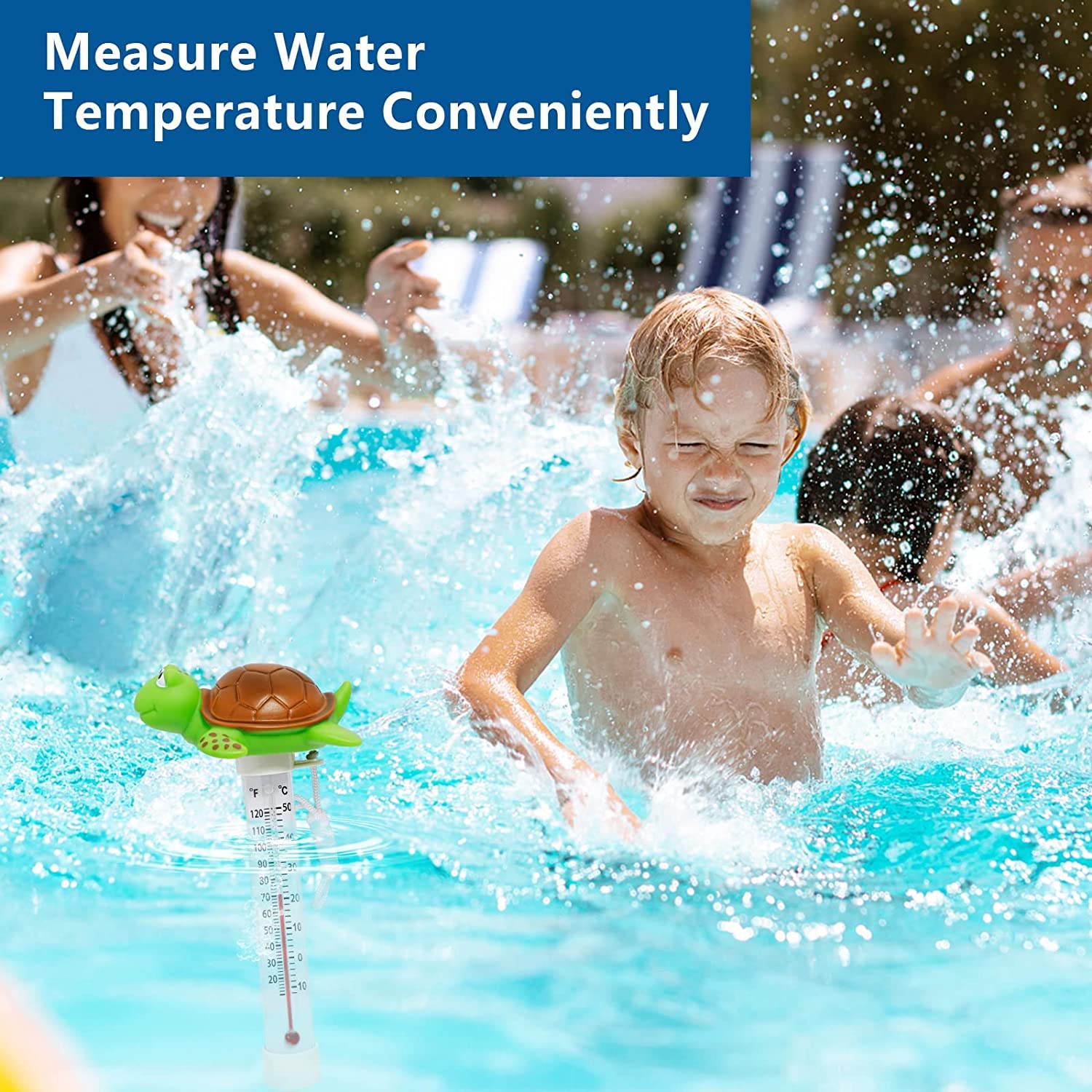 Unipool Floating Pool Thermometer on a patio