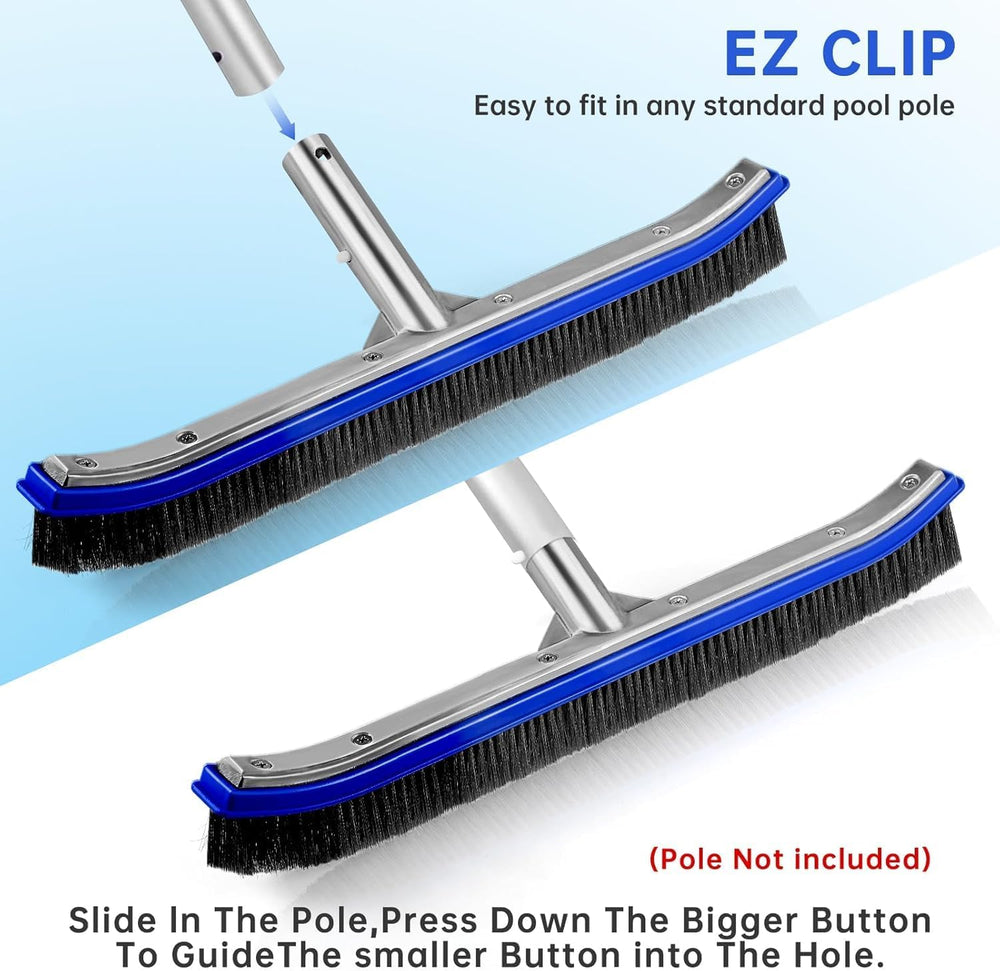 Unipool pool brush attachment clip for telescopic pole