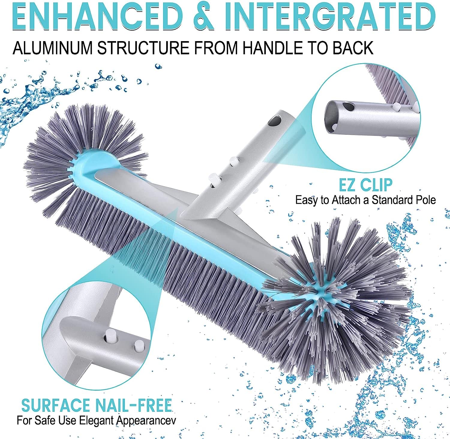 Unipool pool brush head attached to a standard pool pole