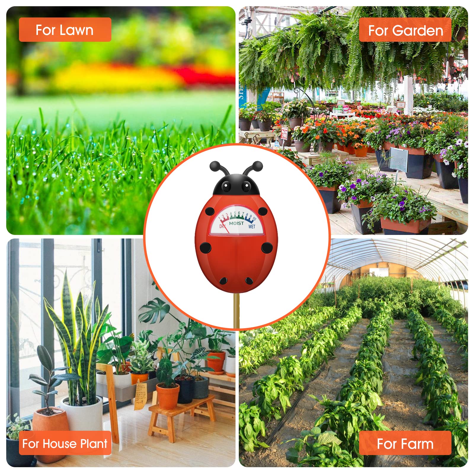 UNIWA Soil Moisture Meter compact size next to potted plants