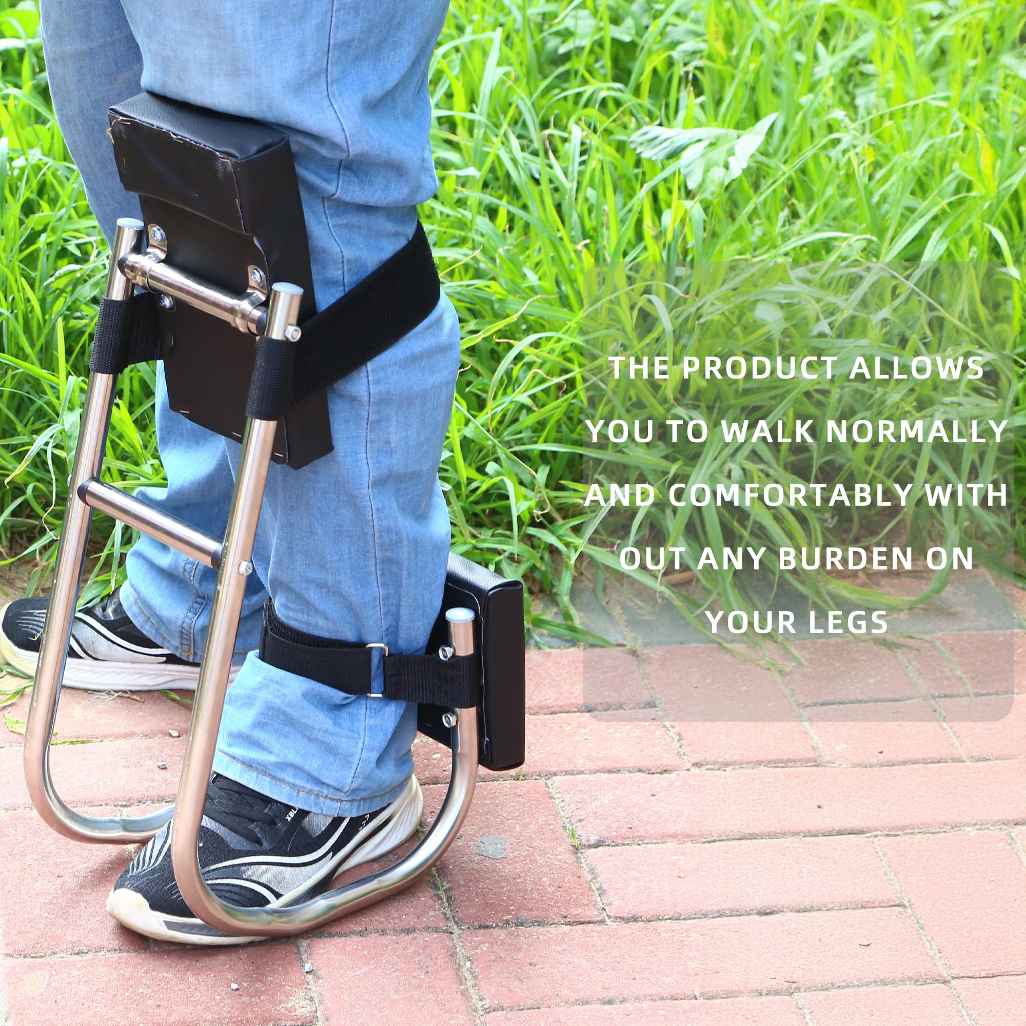 Unmake Ergonomic Knee Seat displayed in a garden setting