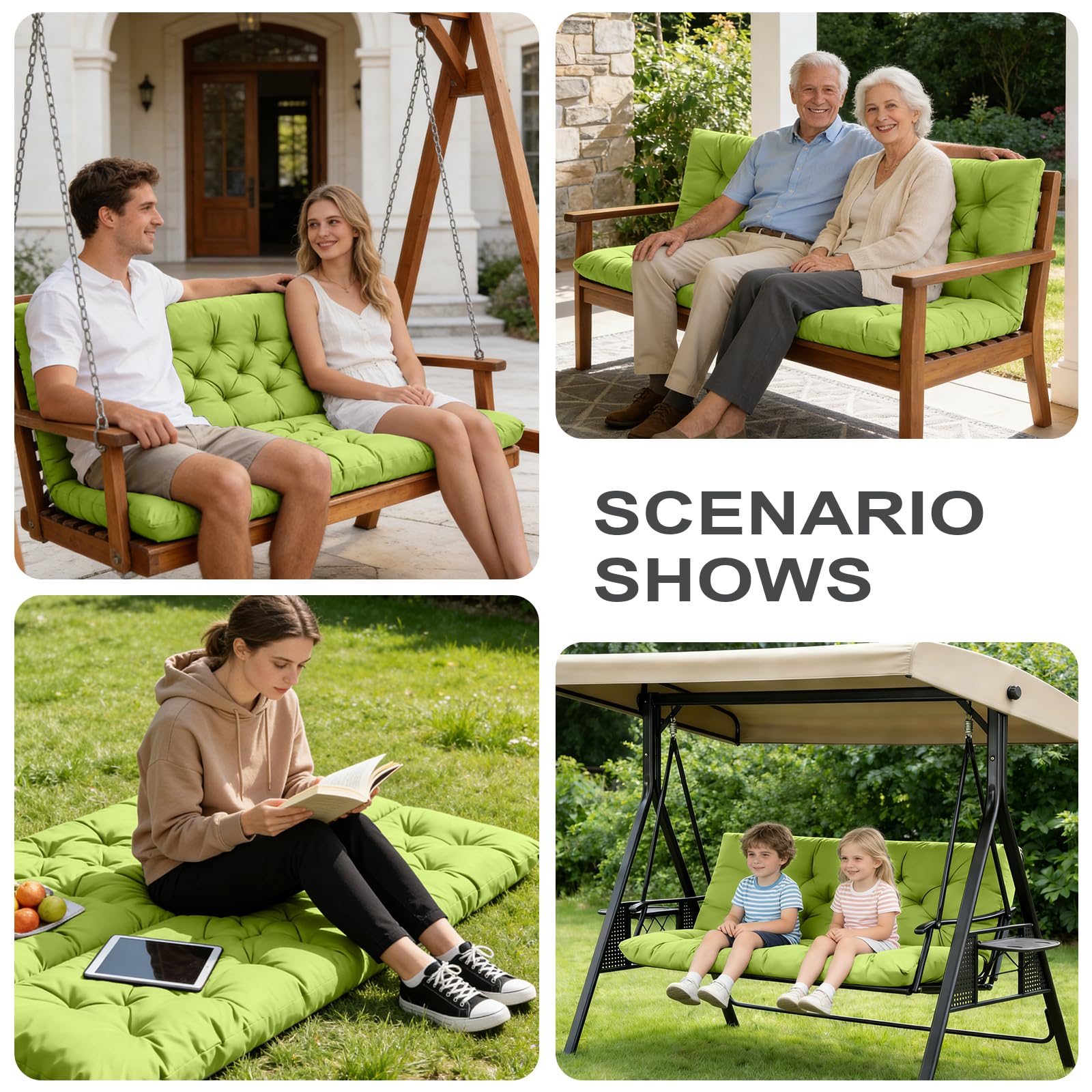 Unpacked GPQAWER Porch Swing Cushion in original packaging