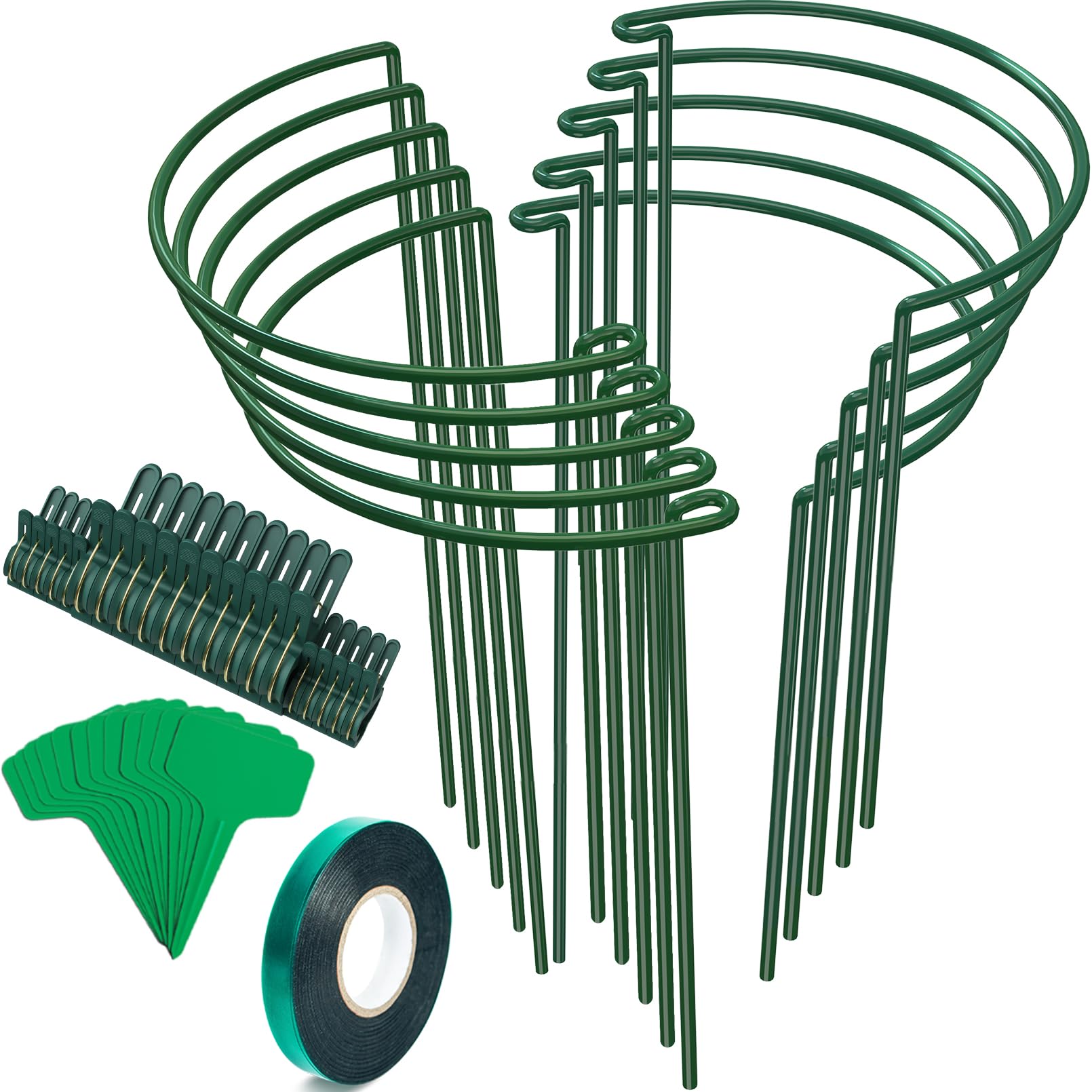 Unves 10 Pack Plant Support Stakes with green coating
