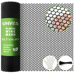 Unves Chicken Wire Plastic Mesh roll black 15.7IN x 16.4FT