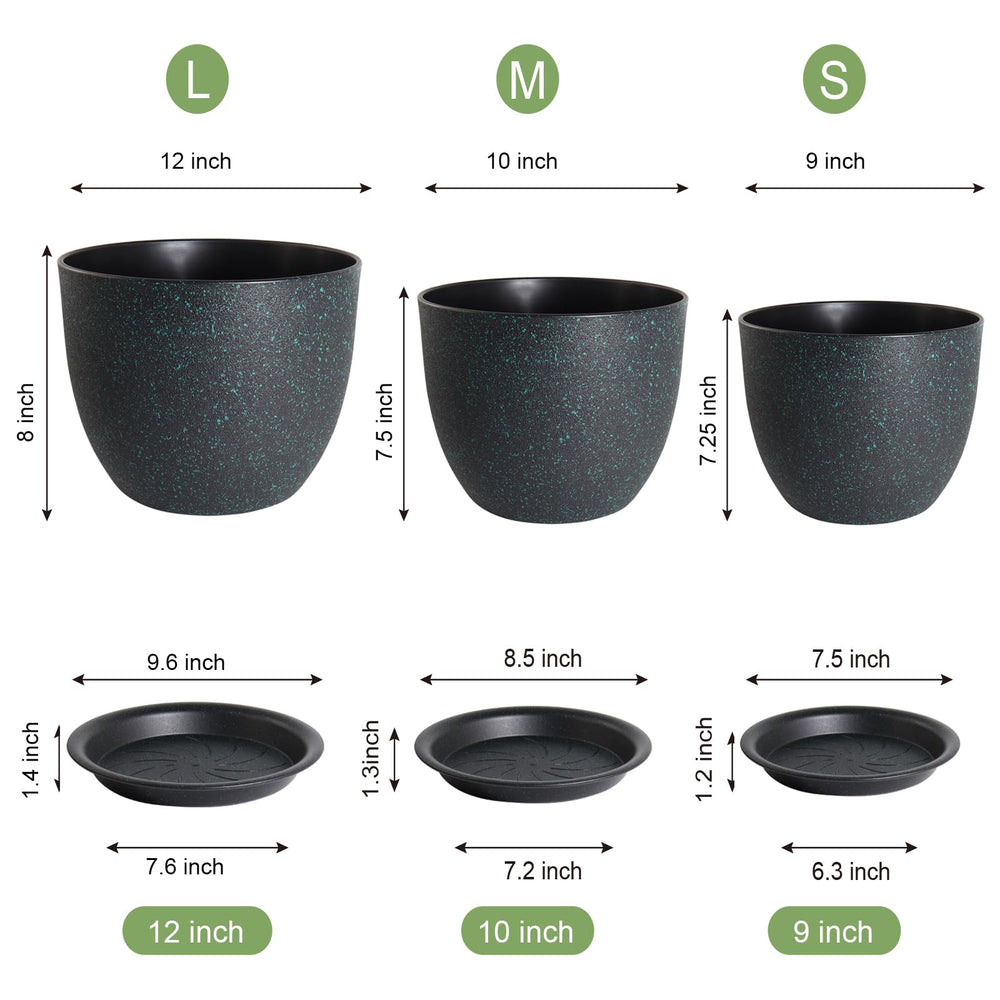 UOUZ 10-inch plant pot with drainage holes and saucer