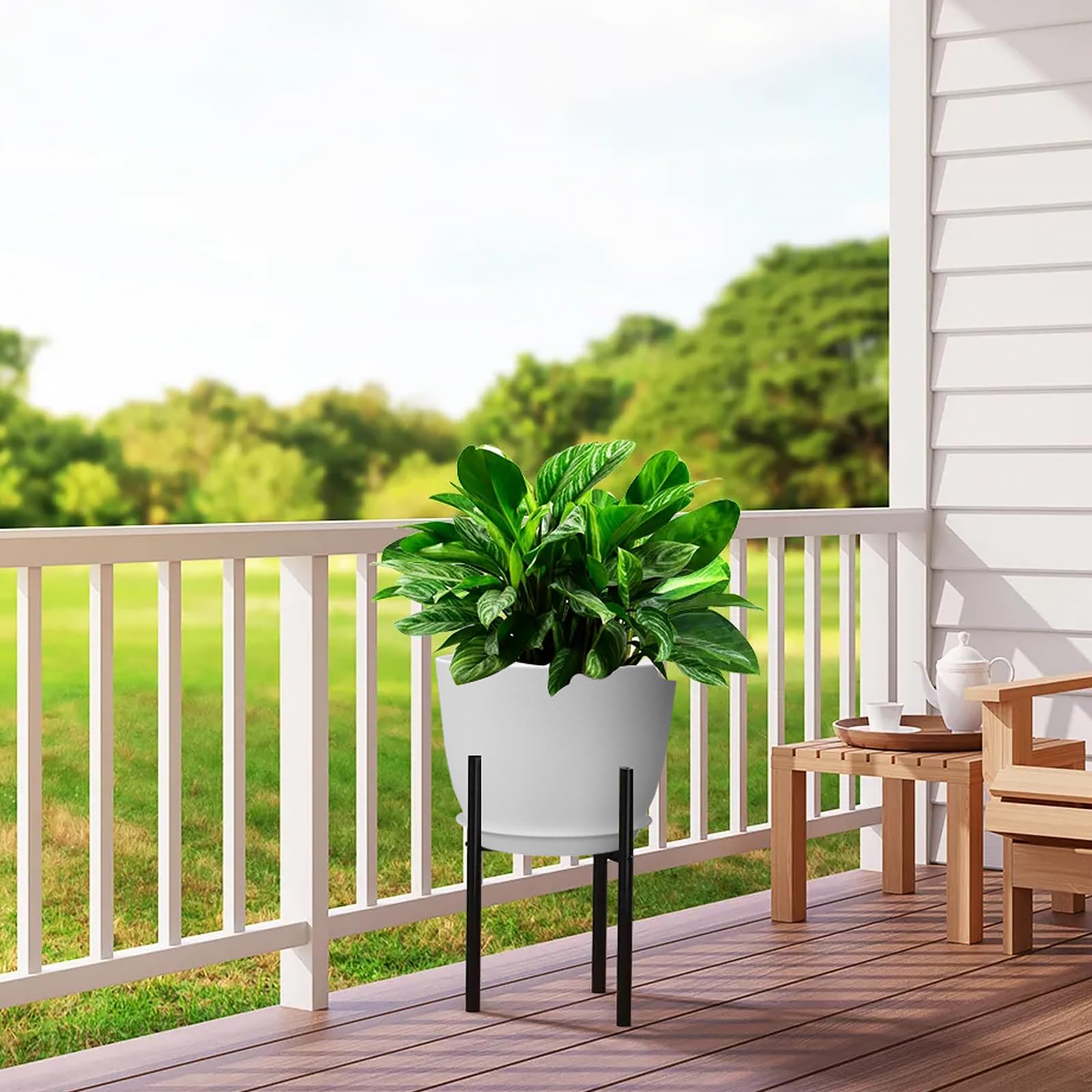 UOUZ 12-inch large plant pot in a modern living room