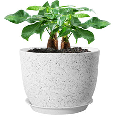UOUZ 12-inch large plant pot with white speckles front view