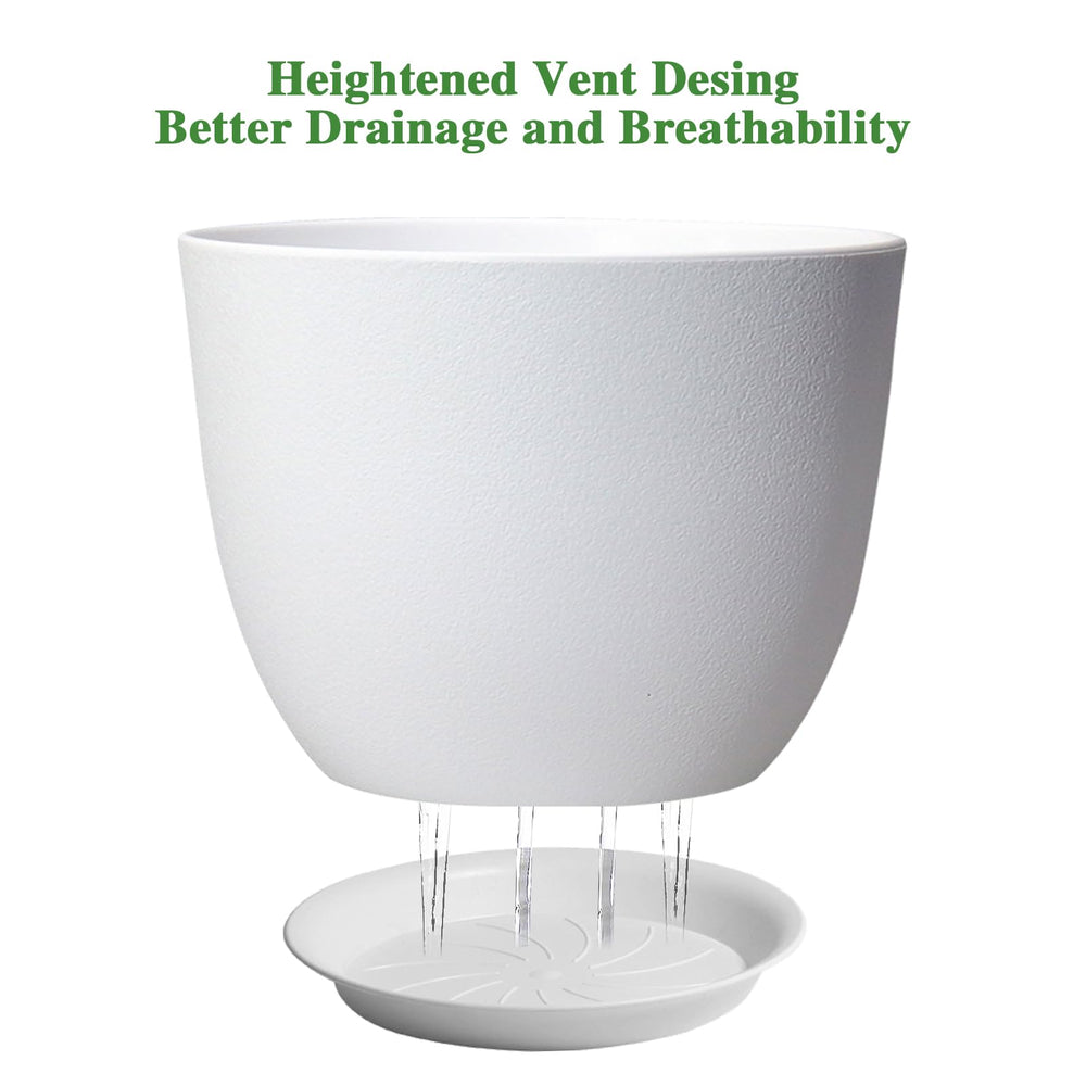 UOUZ 12-inch white planter with aloe vera inside