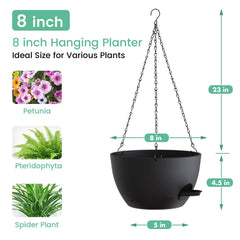 UOUZ 4 pack of black hanging planters displayed indoors