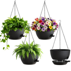 UOUZ 8-inch self-watering hanging planter front view in black