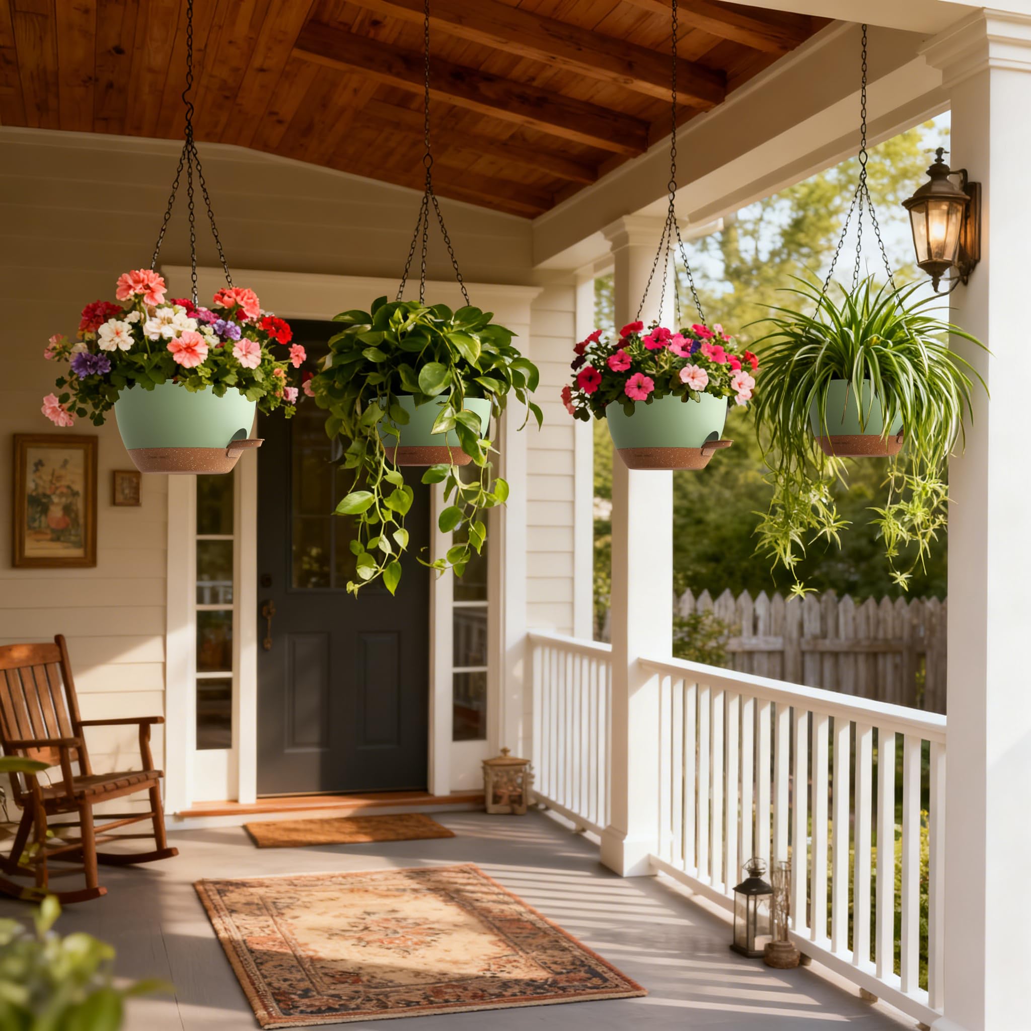 UOUZ hanging planter showcasing its modern design with plants