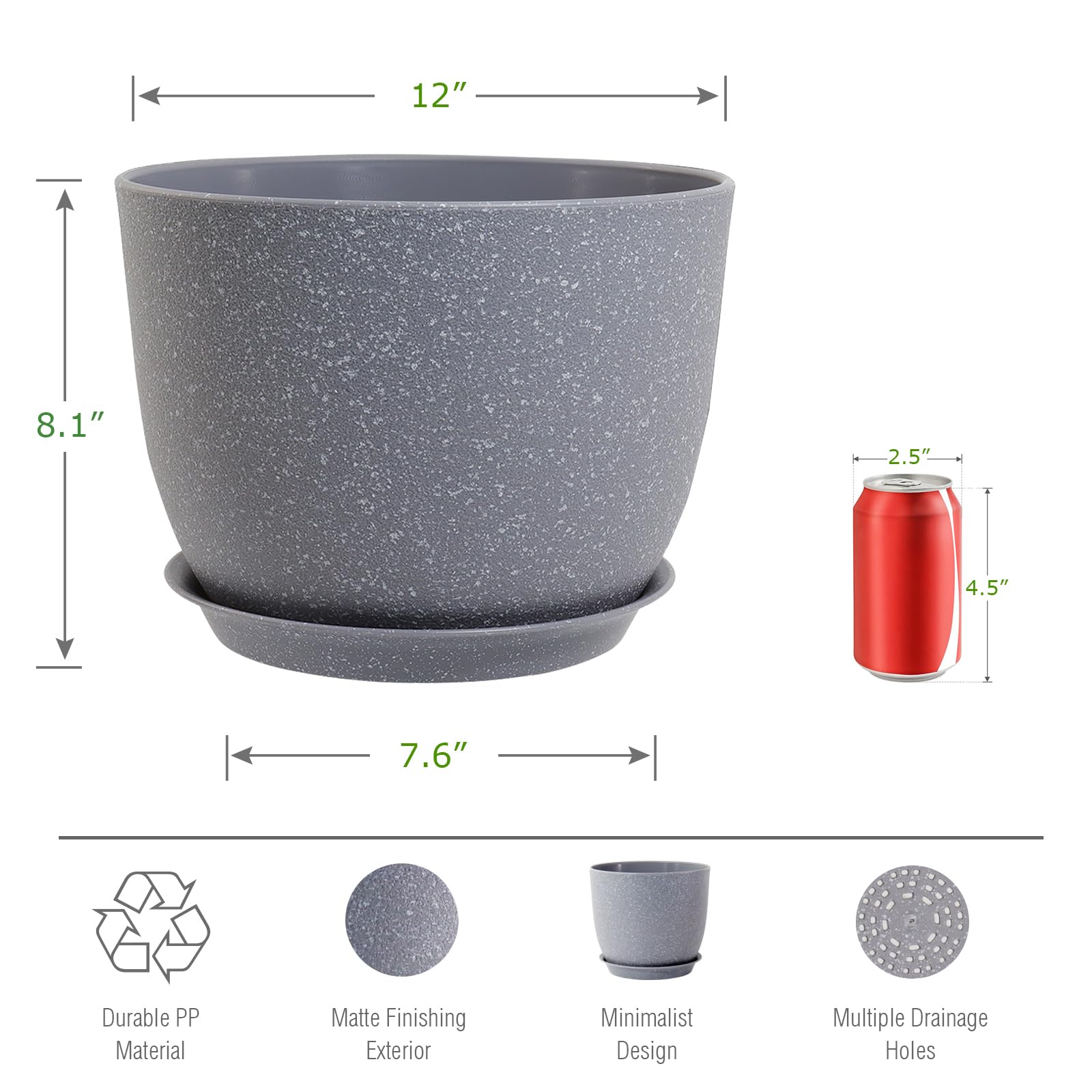 UOUZ plant pot with grid-shaped drainage holes