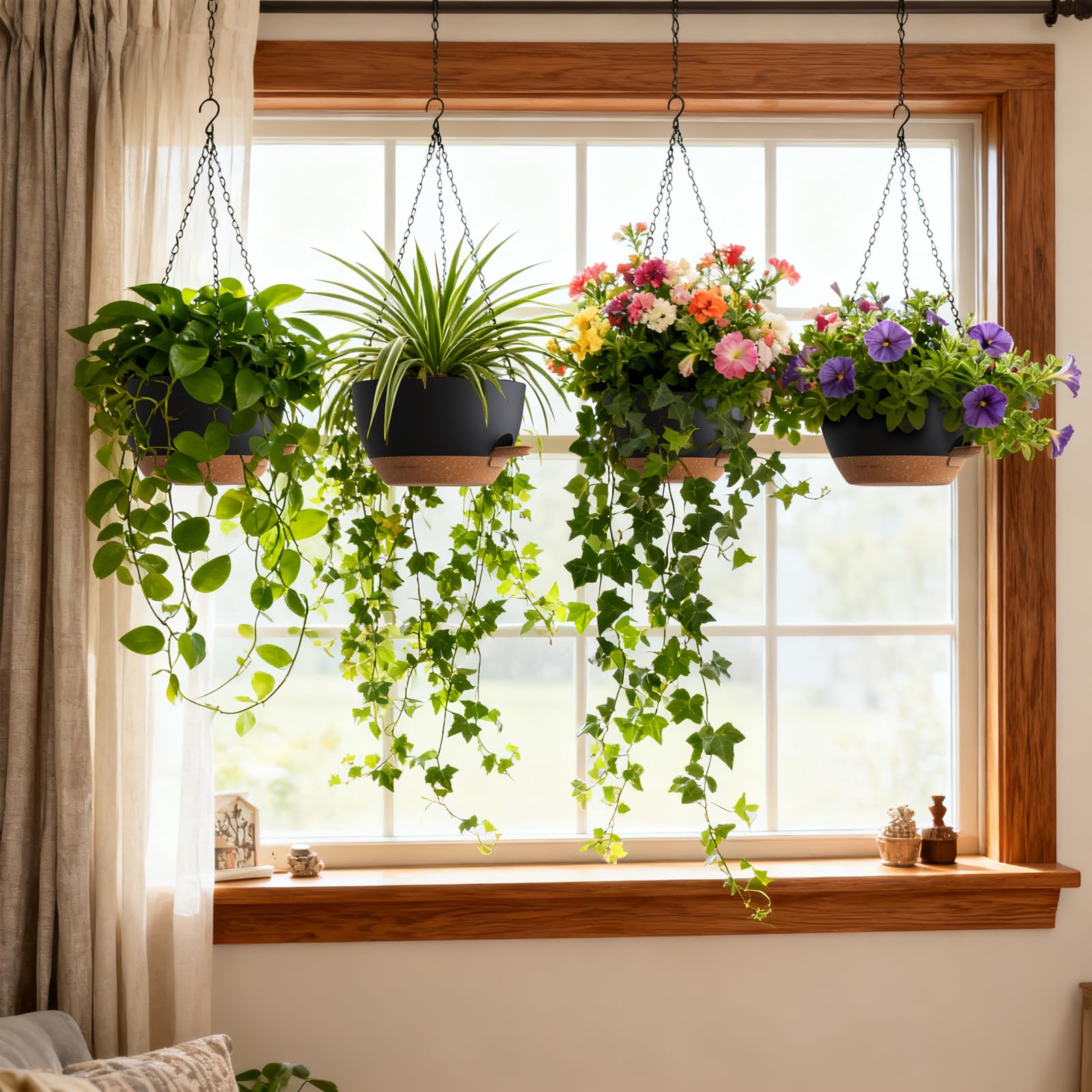 UOUZ self-watering hanging planter with removable tray