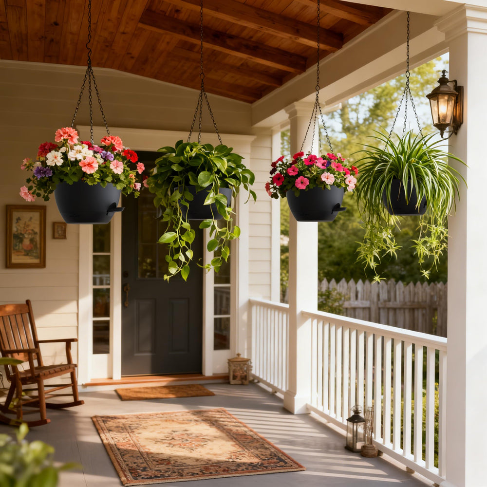 UOUZ self-watering hanging planters with removable trays