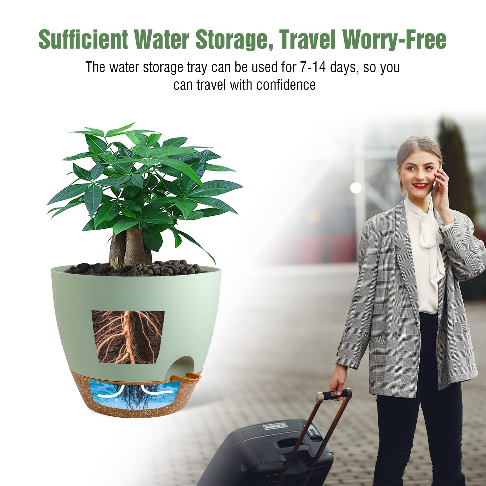 UOUZ self watering pot showing deep reservoir