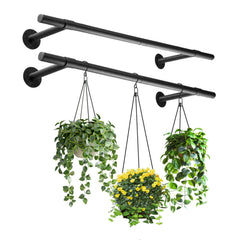 Uoveya Hanging Planters Rod front view, Black metal holder