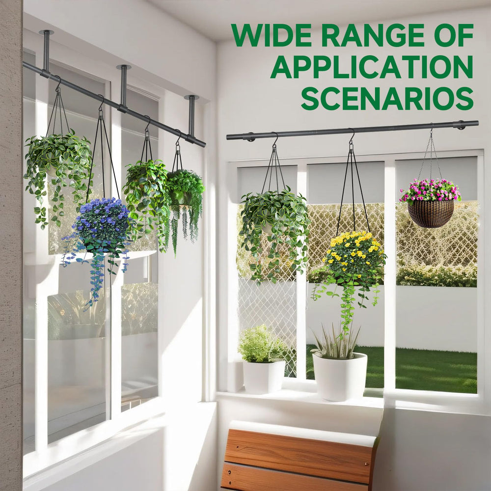 Uoveya Hanging Planters Rod in kitchen setting with plants
