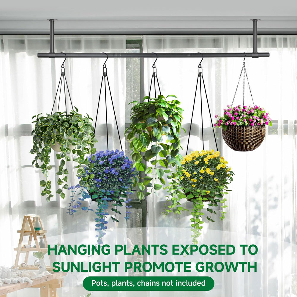 Uoveya Hanging Planters Rod mounted on ceiling with plants