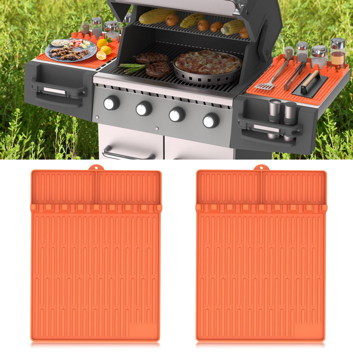 Uozuke Silicone Grill Mat front view with 8 slots
