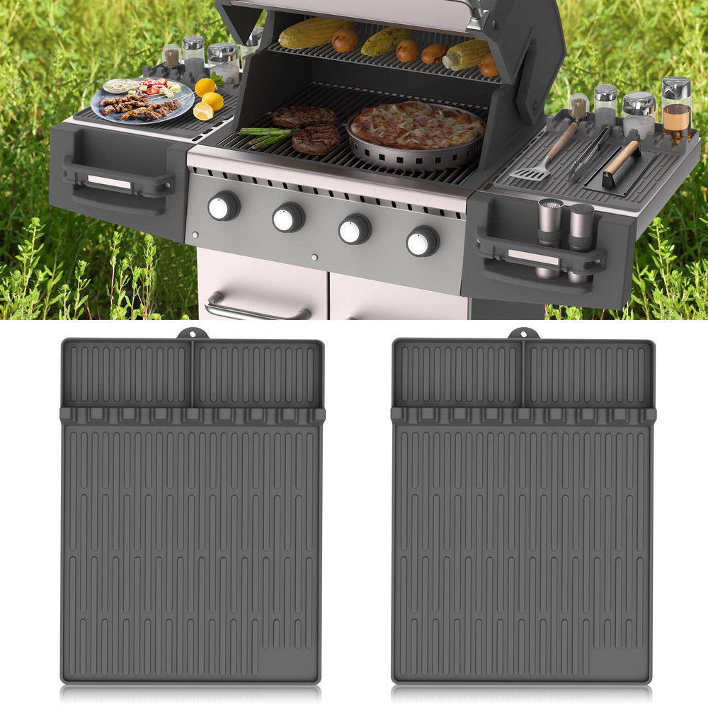 Uozuke Silicone Grill Mat gray color front view with 8 slots