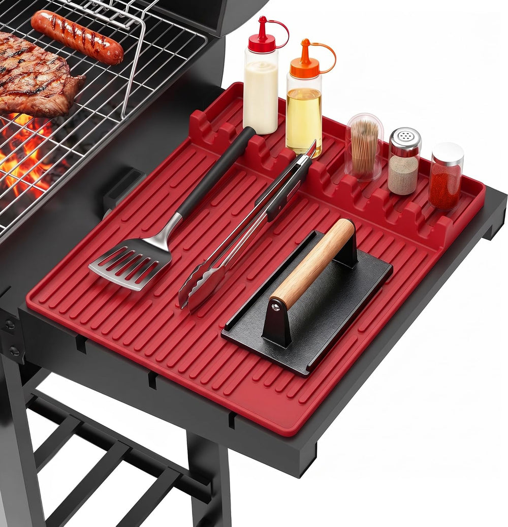 Uozuke Silicone Grill Mat red with 8 slots for tools