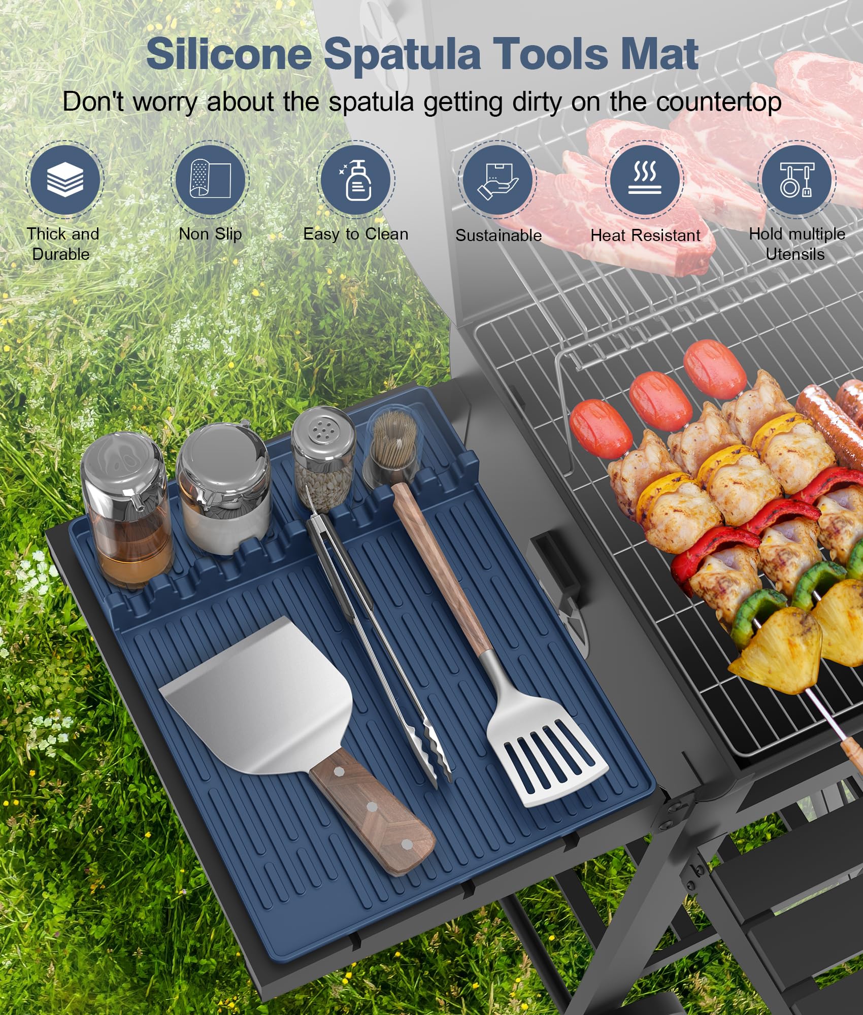 Uozuke Silicone Grill Mat side view with 8 slots